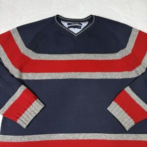 Tommy Hilfiger Rugby Sweater Mens XL Stripes Academia‎ Knit Lambswool Blend
